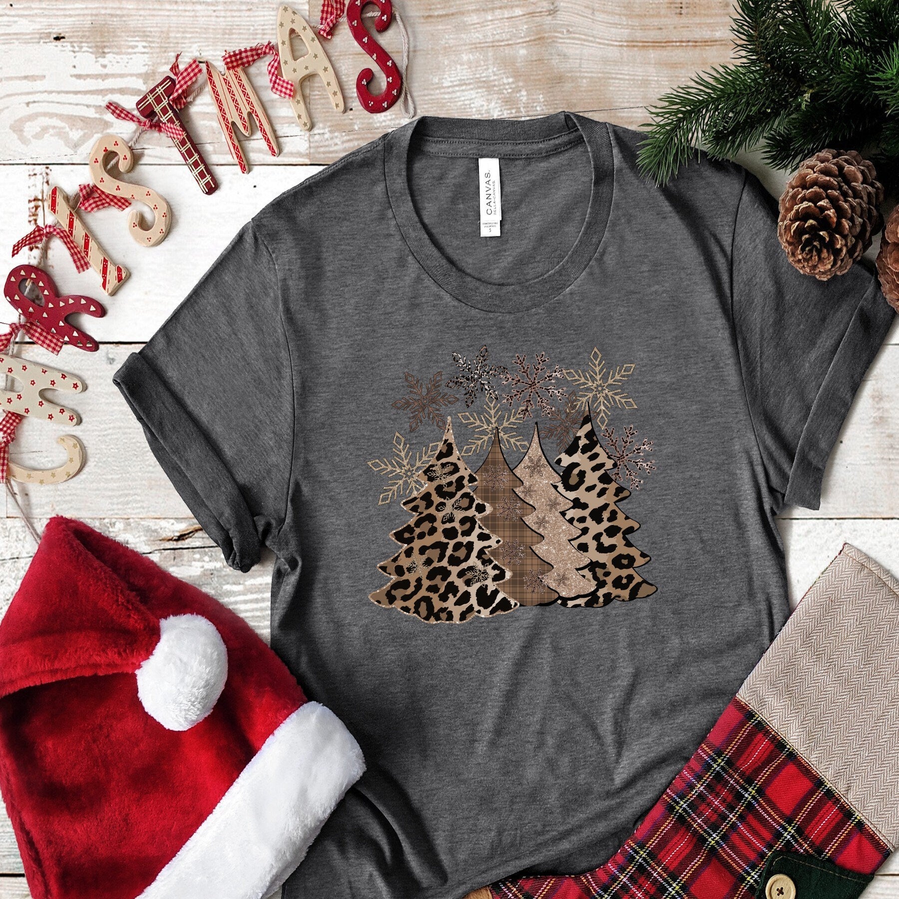 It's Christmas Leopard Christmas Trees Bella Canvas