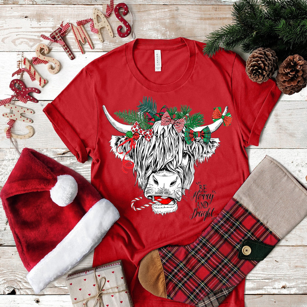 Highland Long Haired Cow Christmas.. design t-shirt