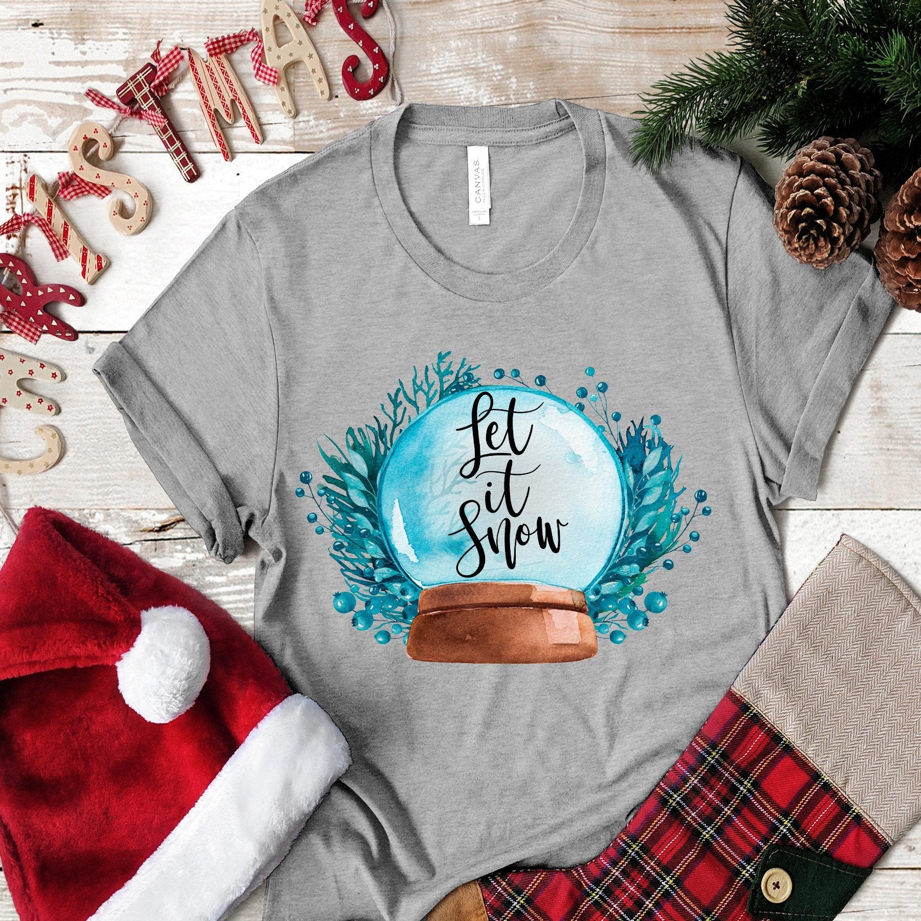 Christmas Let It Snow Globe design t-shirt