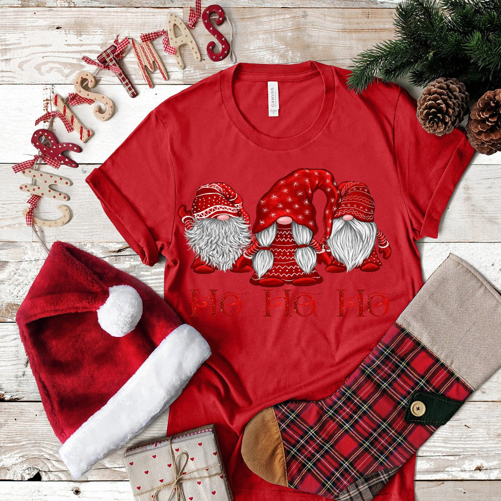 Christmas Nisse Scandinavian Gnomes in RED HOHOHO... design t-shirt
