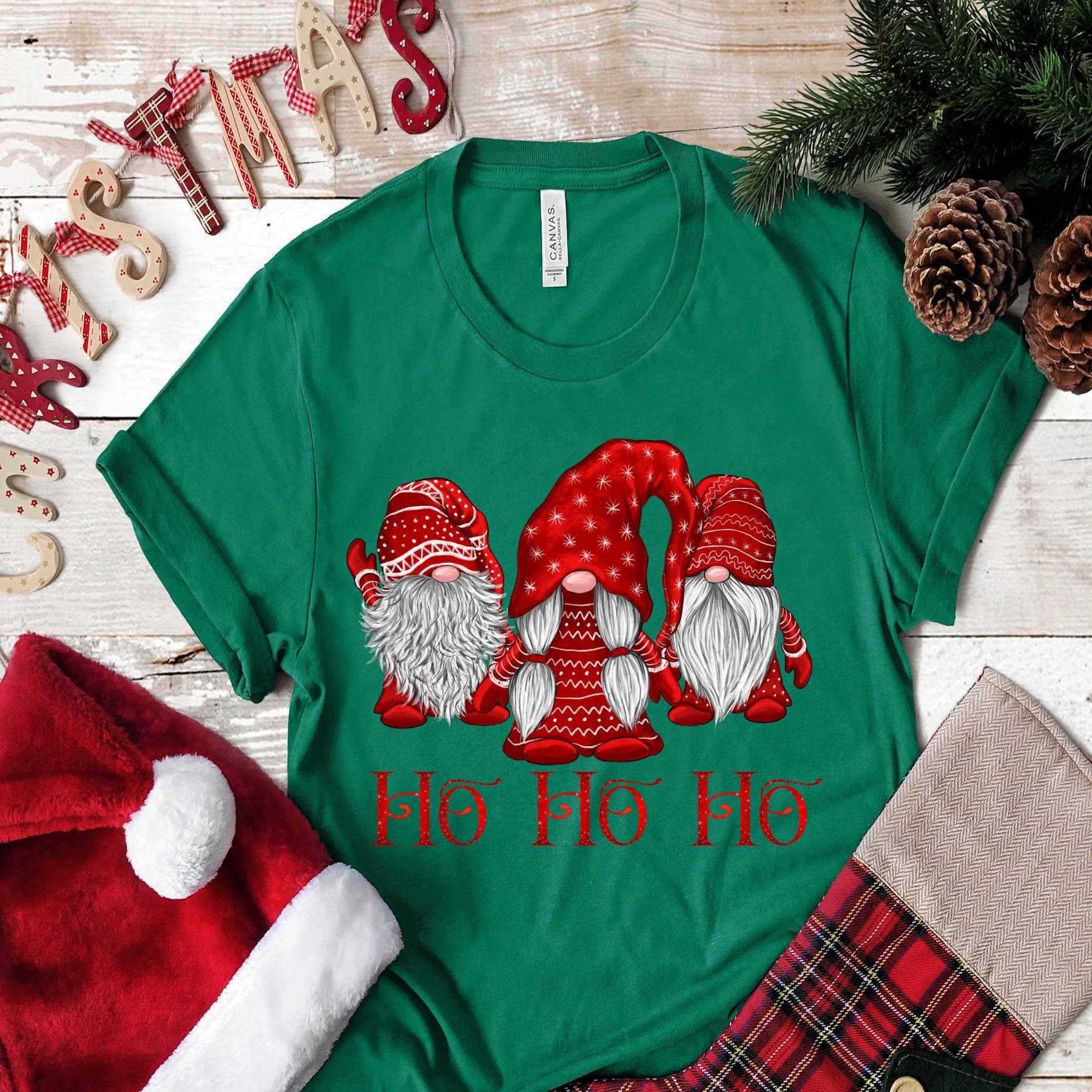 Christmas Nisse Scandinavian Gnomes in RED HOHOHO... design t-shirt