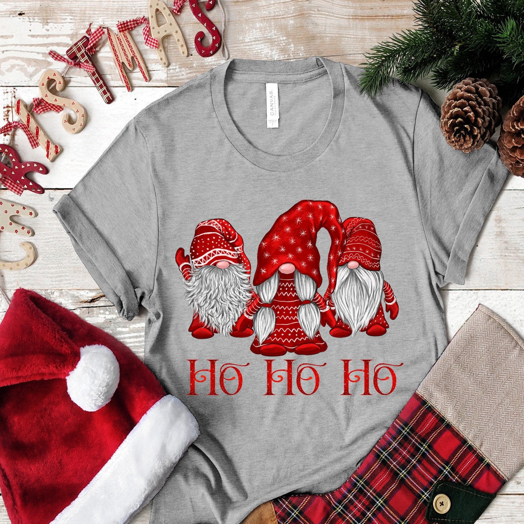 Christmas Nisse Scandinavian Gnomes in RED HOHOHO... design t-shirt
