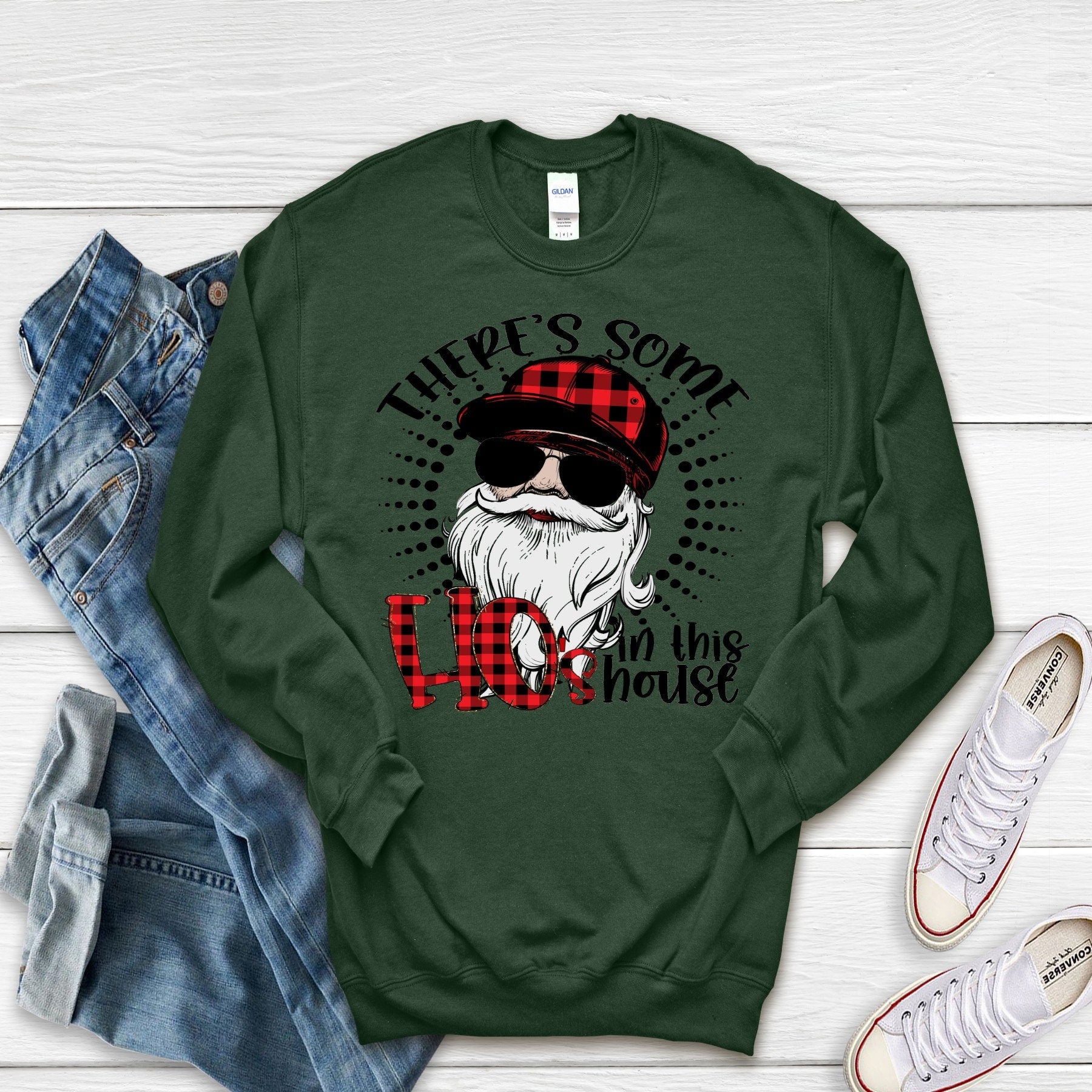 Christmas There's Some Ho's In This House Santa sweatshirt, Funny Santa shirt,