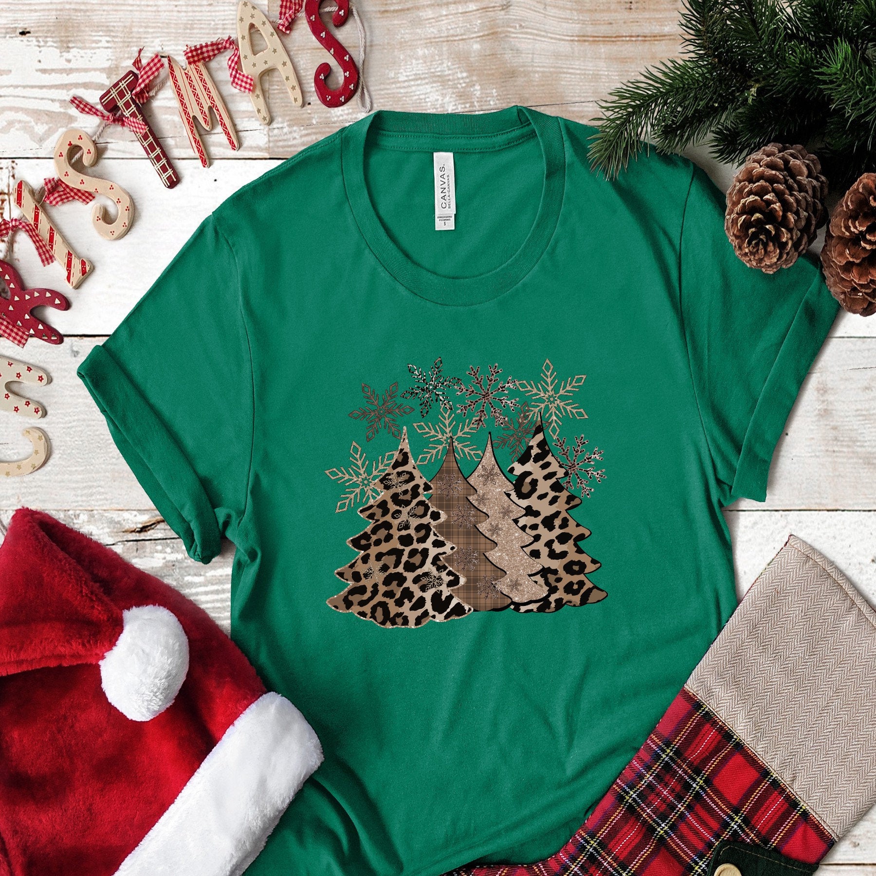 It's Christmas Leopard Christmas Trees Bella Canvas