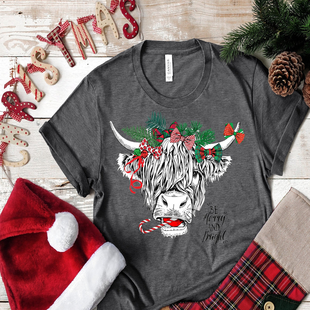 Highland Long Haired Cow Christmas.. design t-shirt