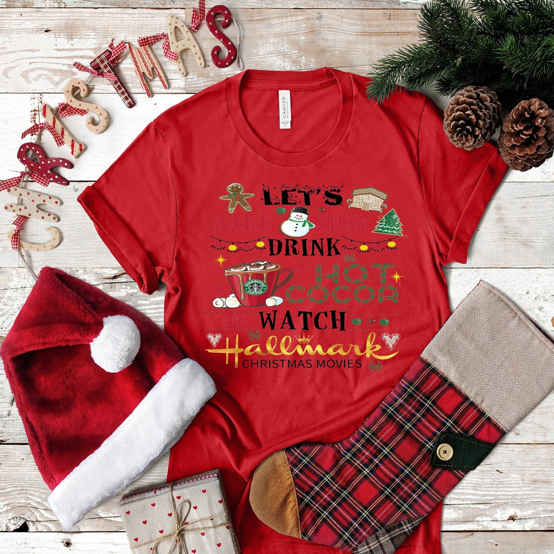 Christmas Let's Bake Stuff Drink Hot Cocoa and.... design t-shirt 