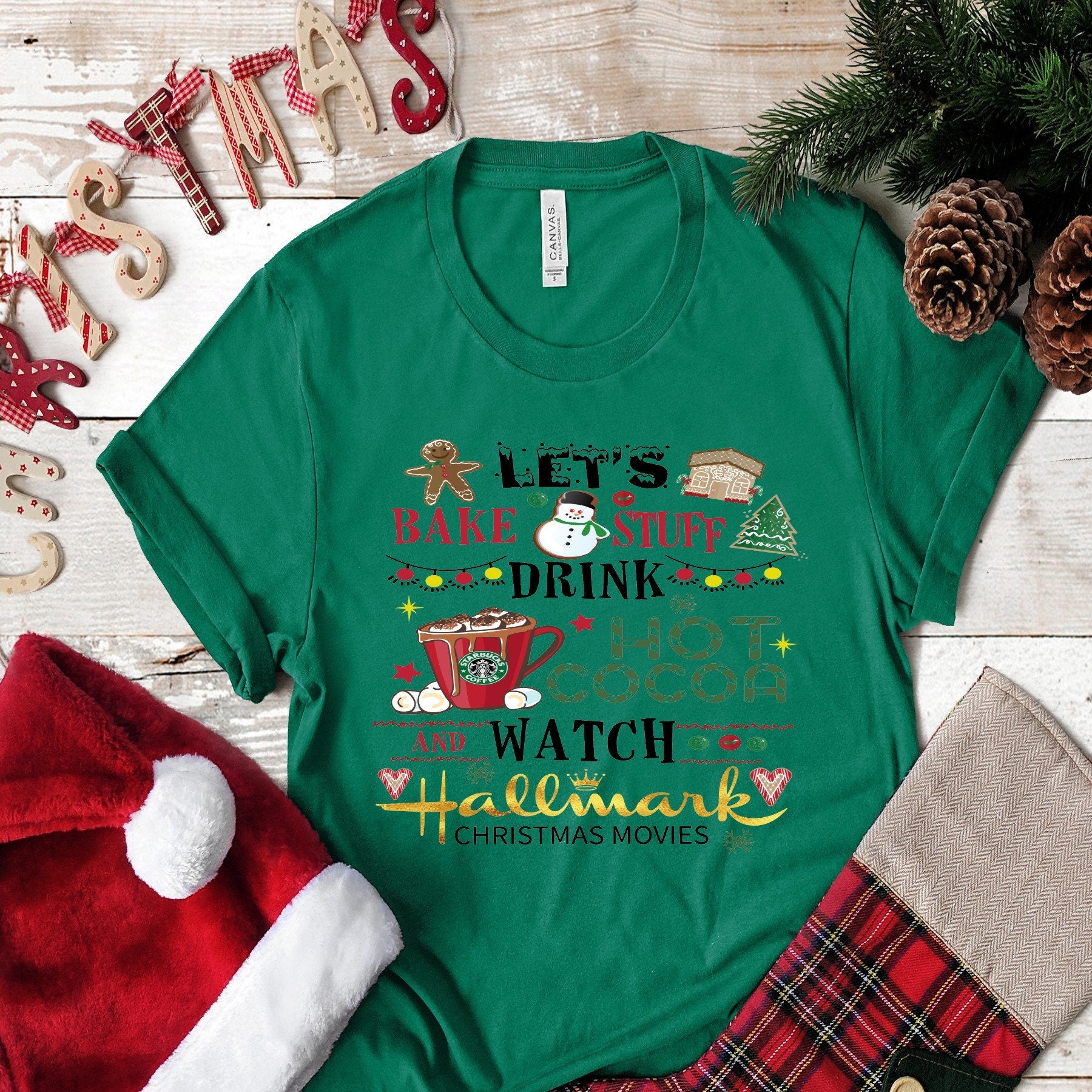 Christmas Let's Bake Stuff Drink Hot Cocoa and.... design t-shirt 