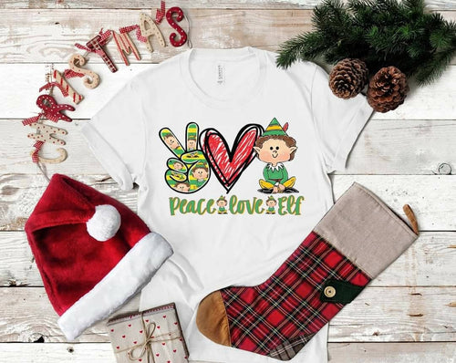 Christmas Peace Love Elf .. design t-shirt