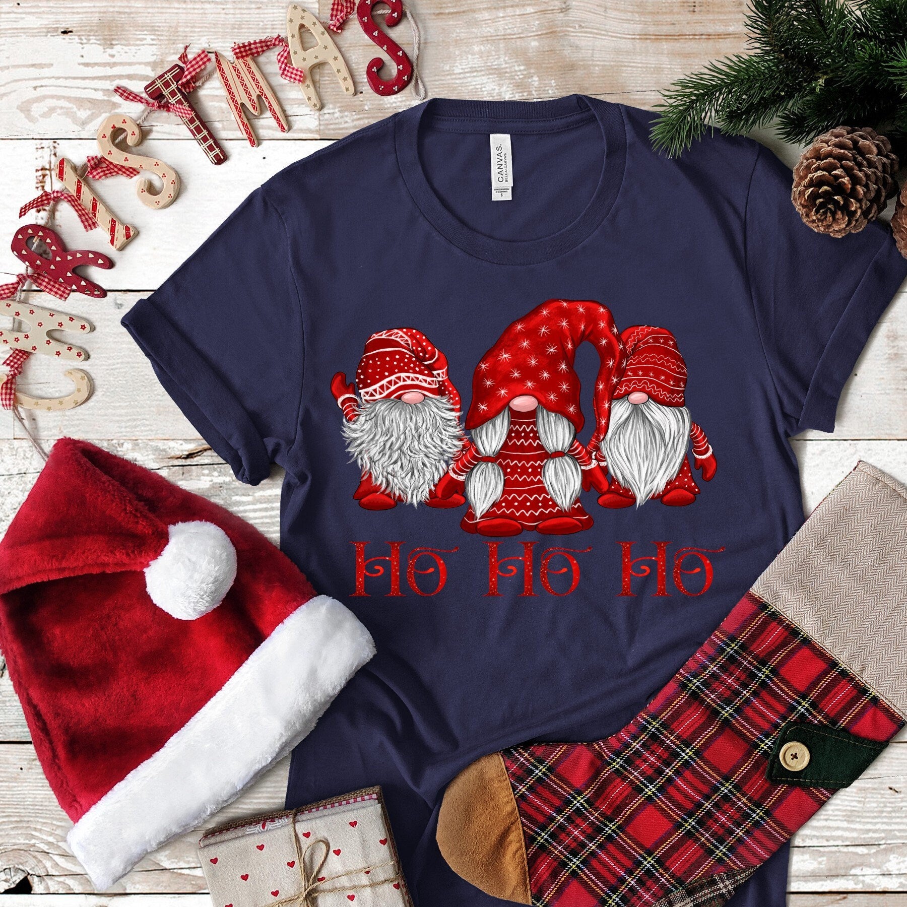 Christmas Nisse Scandinavian Gnomes in RED HOHOHO... design t-shirt