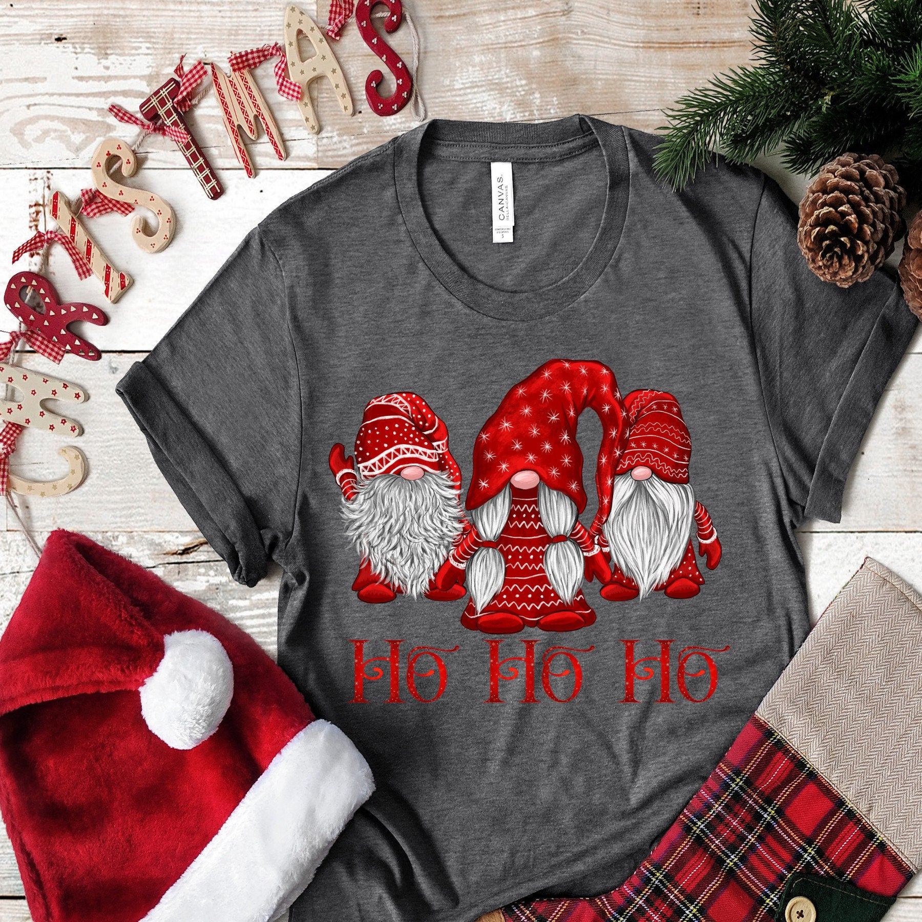 Christmas Nisse Scandinavian Gnomes in RED HOHOHO... design t-shirt