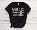 Wears Black Loves Coffee Avoids People Bella Canvas T-shirt