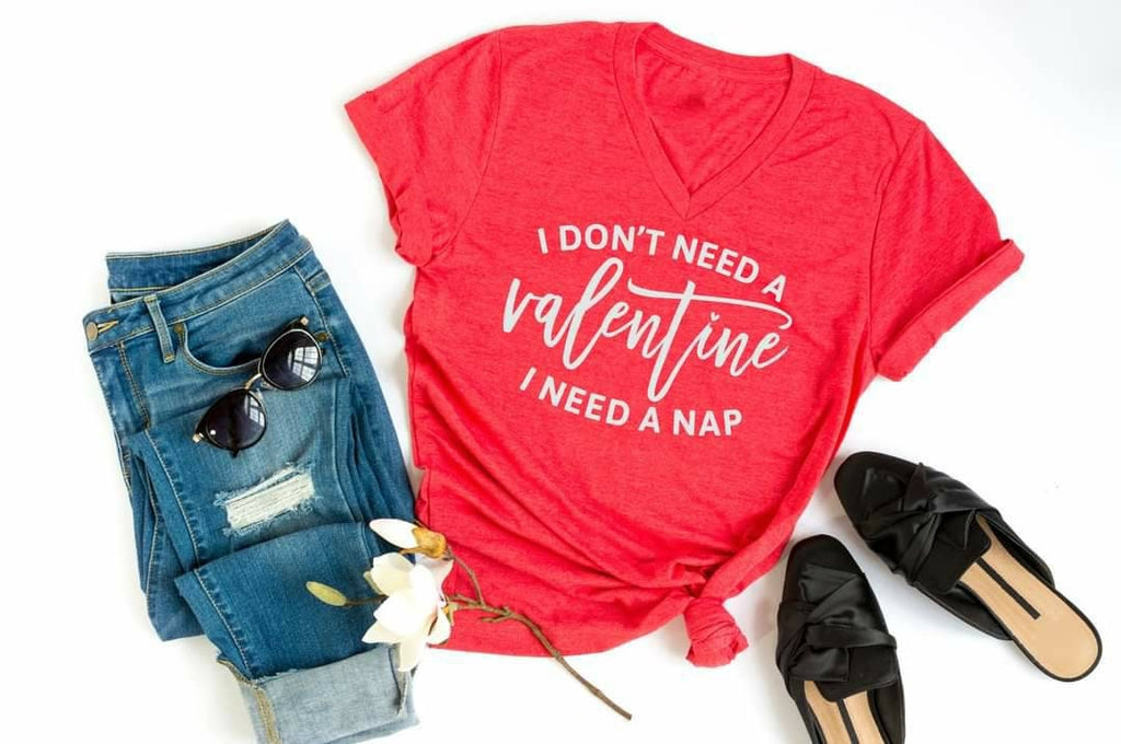 Valentine's Day Nap Shirt - Bella Canvas V-Neck