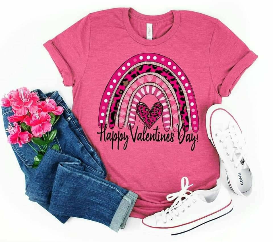 Valentine Happy Valentines Day Red Hearts and Rainbows