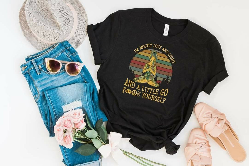 Lotus Girl Pose Shirt: Peace Love Light, Funny Yoga Shirt