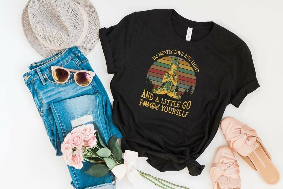 Lotus Girl Pose Shirt: Peace Love Light, Funny Yoga Shirt