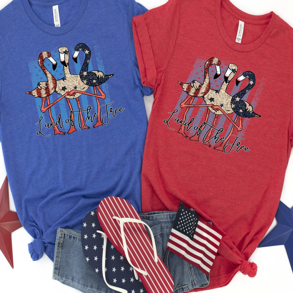 Red White Blue Flamingo 4th of July Shirt
