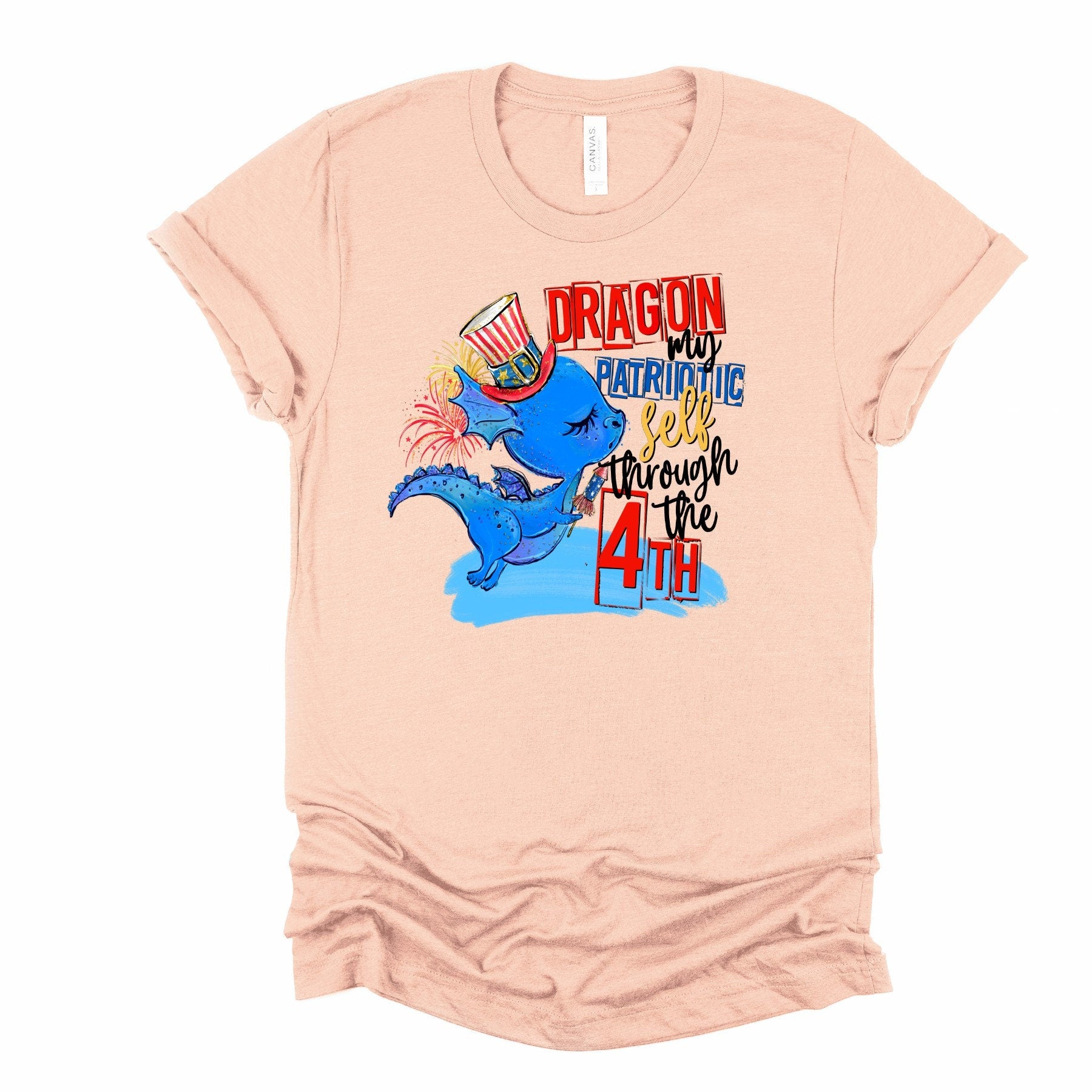 Dragon 4th of July T-Shirt: Patriotic Red White Blue Design