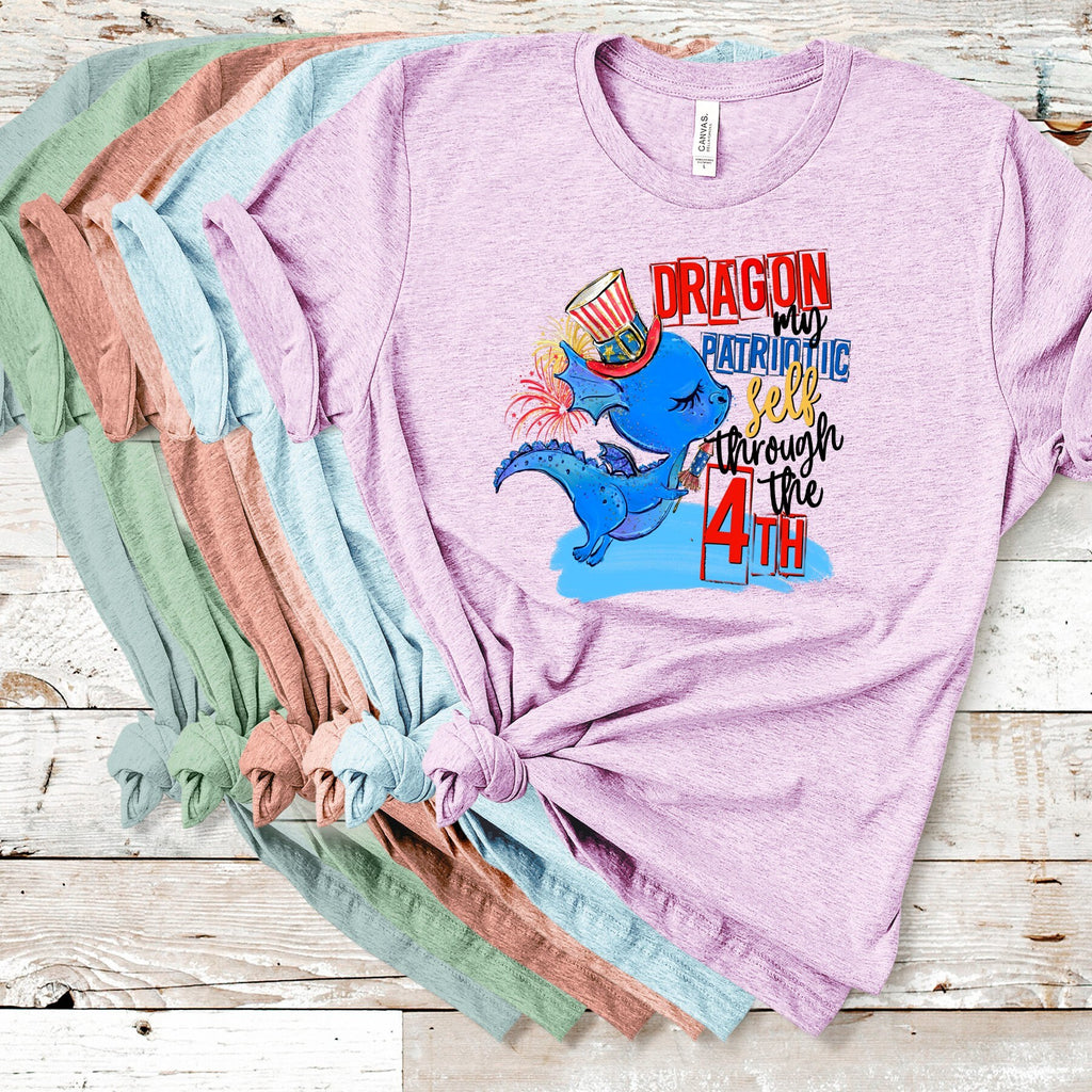 Dragon 4th of July T-Shirt: Patriotic Red White Blue Design