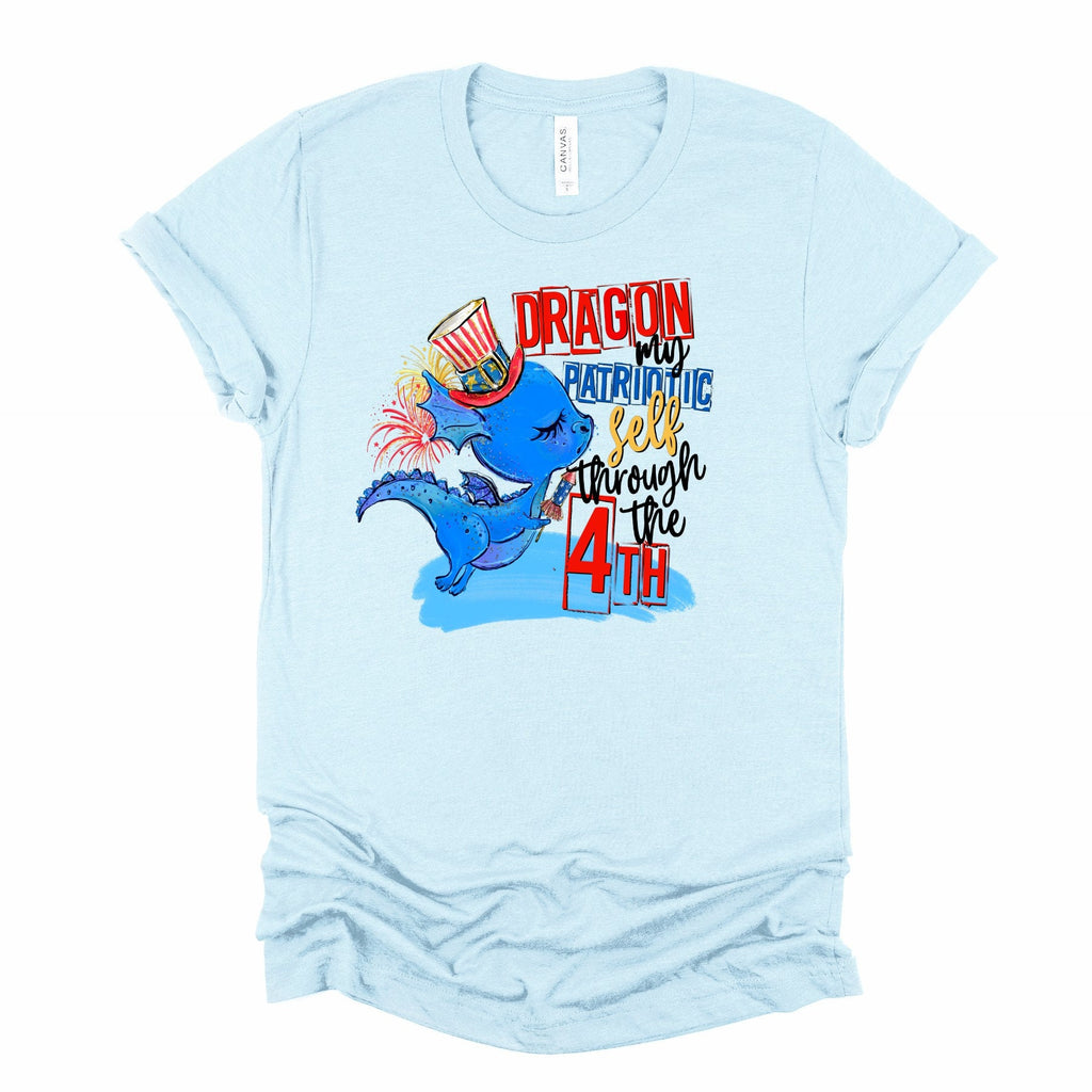 Dragon 4th of July T-Shirt: Patriotic Red White Blue Design