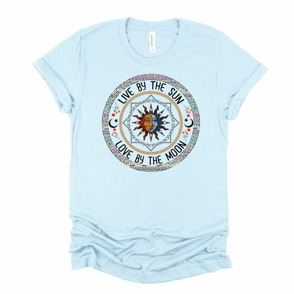 Sun and Moon Circle T-Shirt: Boho Celestial Design