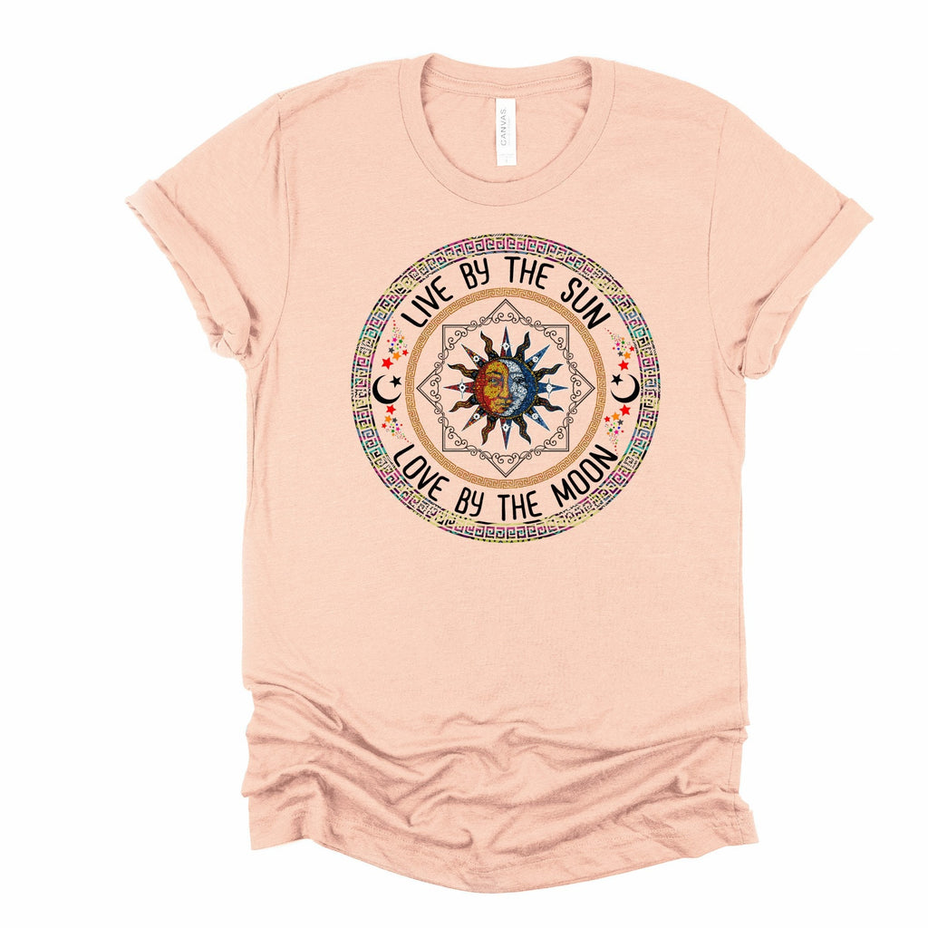 Sun and Moon Circle T-Shirt: Boho Celestial Design