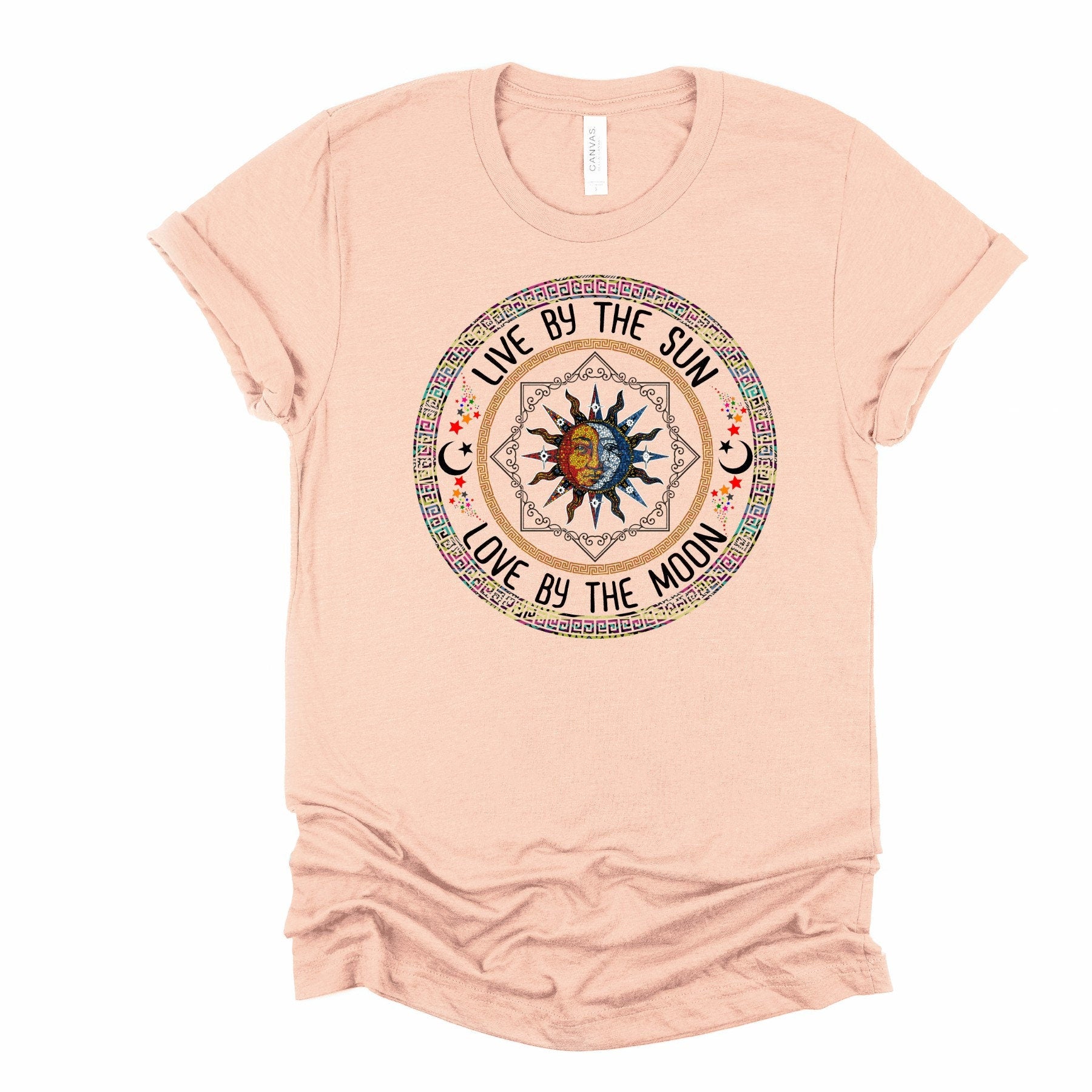 Sun and Moon Circle T-Shirt: Boho Celestial Design