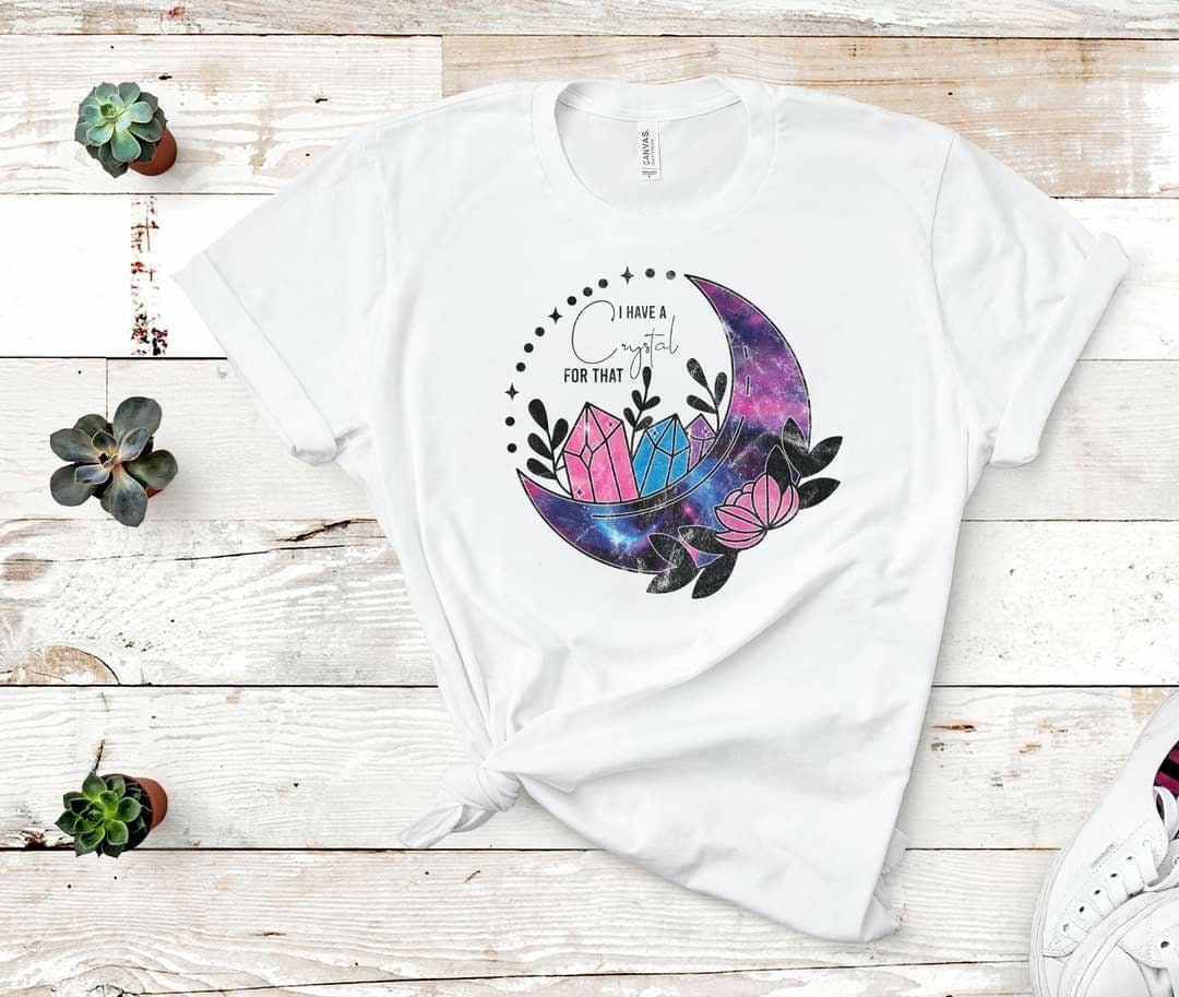 Witchy Moon Crystal Shirt, Crescent Moon Graphic Tee, Bella Canvas Top