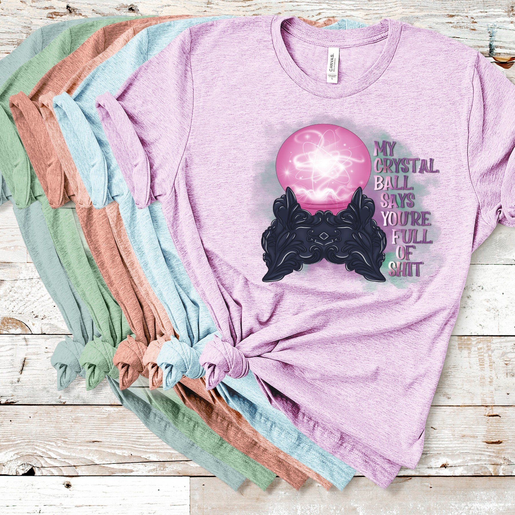 Funny Witch T-Shirt: Crystal Ball Bella Canvas Tee