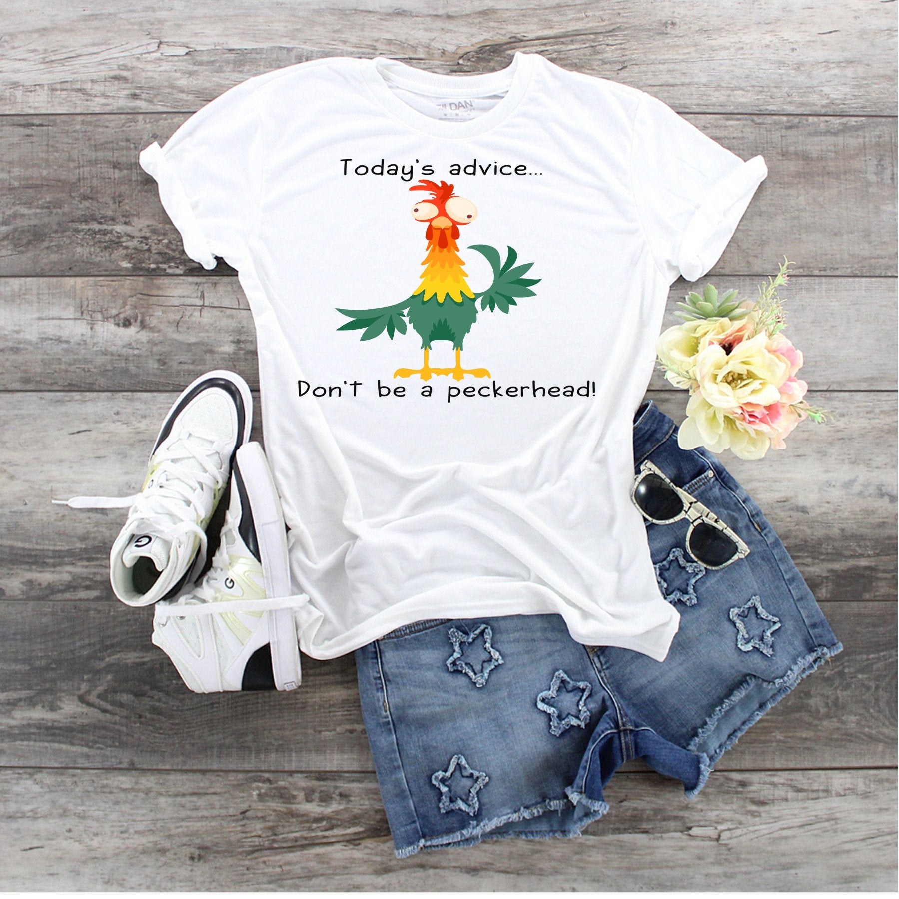 Funny Chicken T-Shirt: Don't Be A Peckerhead - Rooster Tee