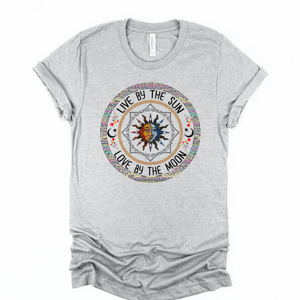 Sun and Moon Circle T-Shirt: Boho Celestial Design