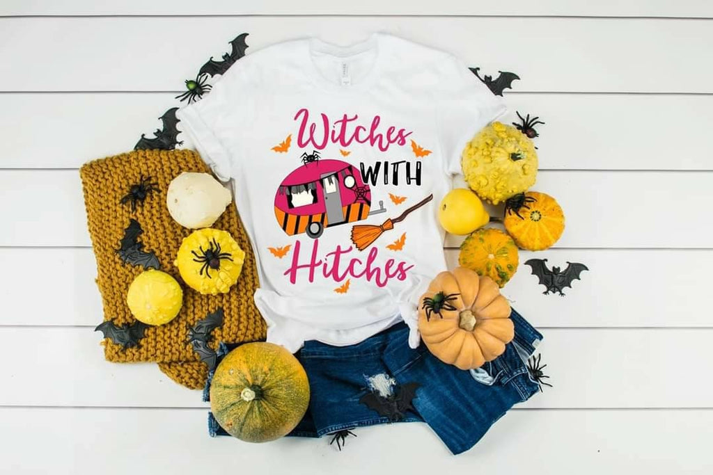 Witches With Hitches T-Shirt: Halloween Camper Witch Design