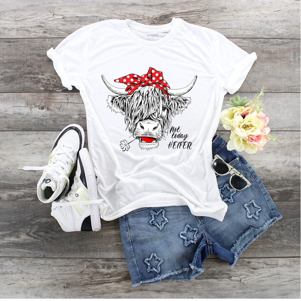 Not Today Heifer Highland Cow Graphic Tee