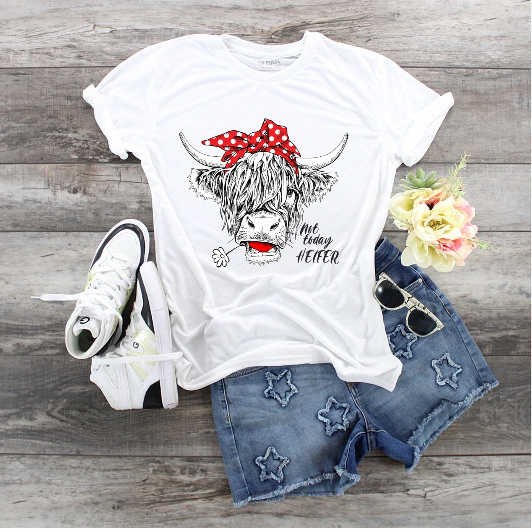 Not Today Heifer Highland Cow Graphic Tee