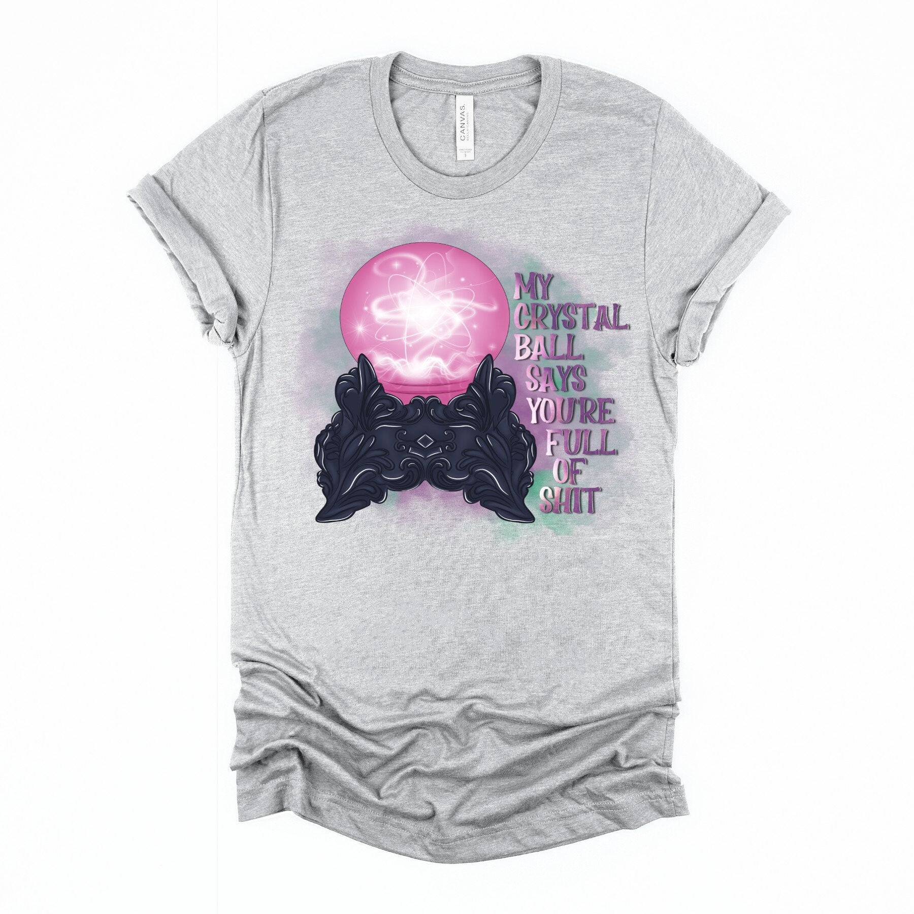 Funny Witch T-Shirt: Crystal Ball Bella Canvas Tee