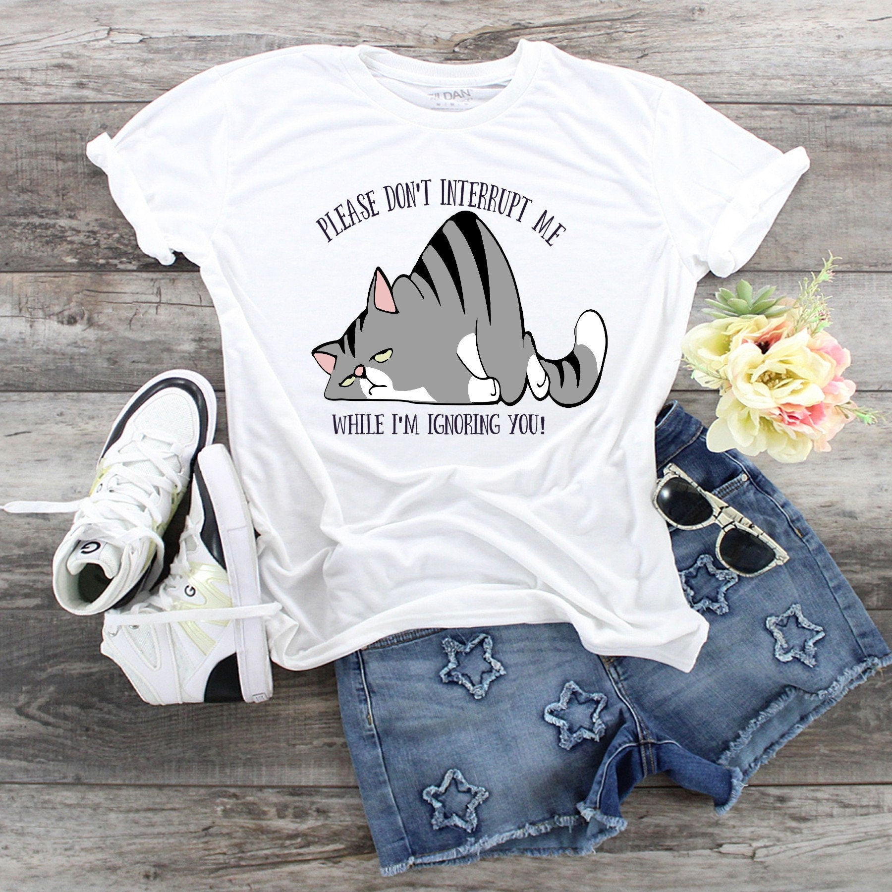 Funny Cat T-Shirt: Sarcastic Lazy Cat Design