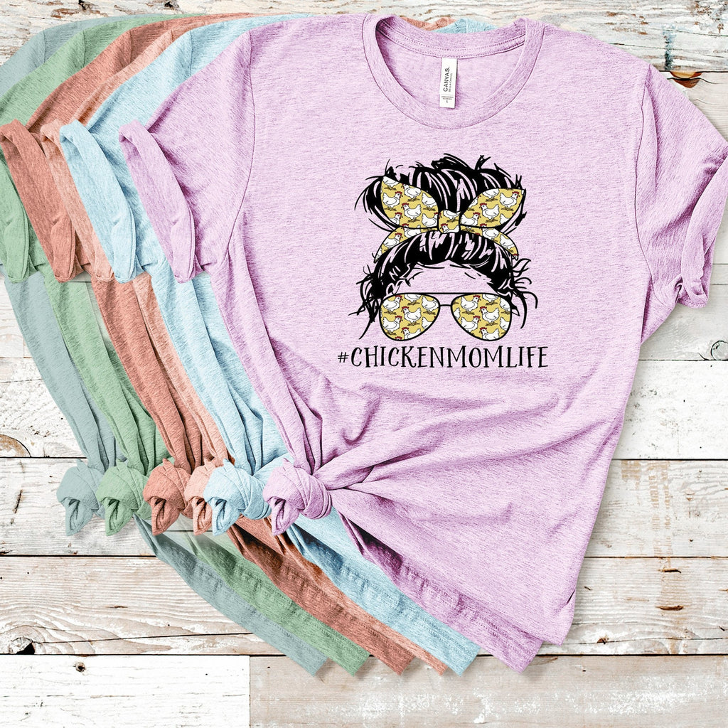 Chicken Mom Life Tee: Messy Bun Chicken Lover Shirt