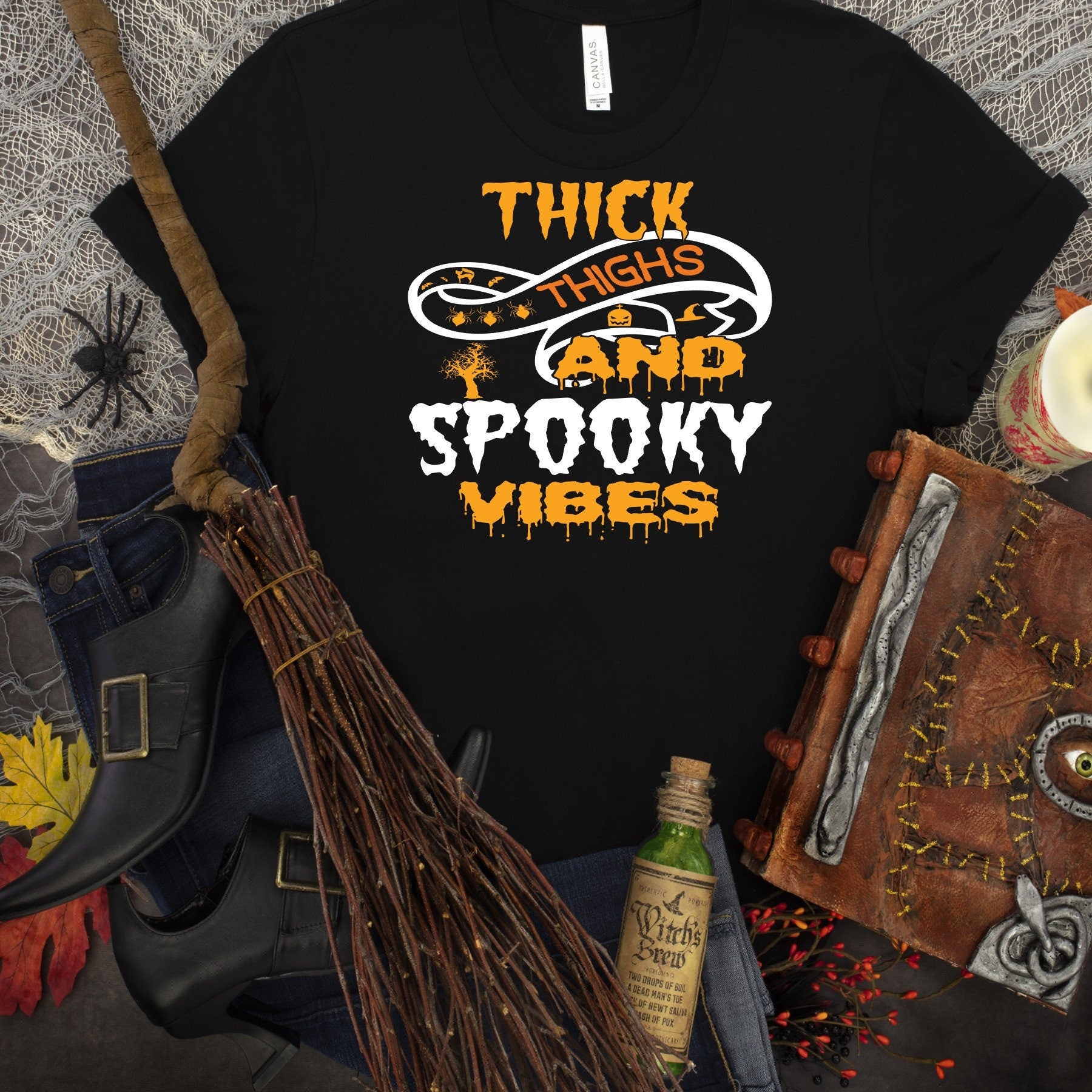 Halloween Shirt: Thick Thighs & Spooky Vibes, Plus Size Tee