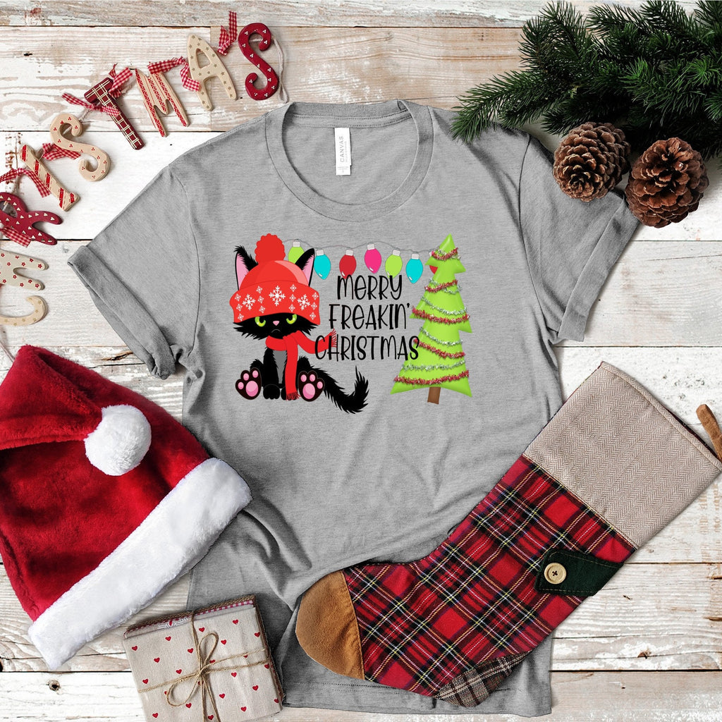 Funny Cat Christmas Tee: Grumpy Kitty Holiday Shirt