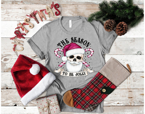 Creepy Christmas Skull Santa T-Shirt: Jolly Holiday Goth