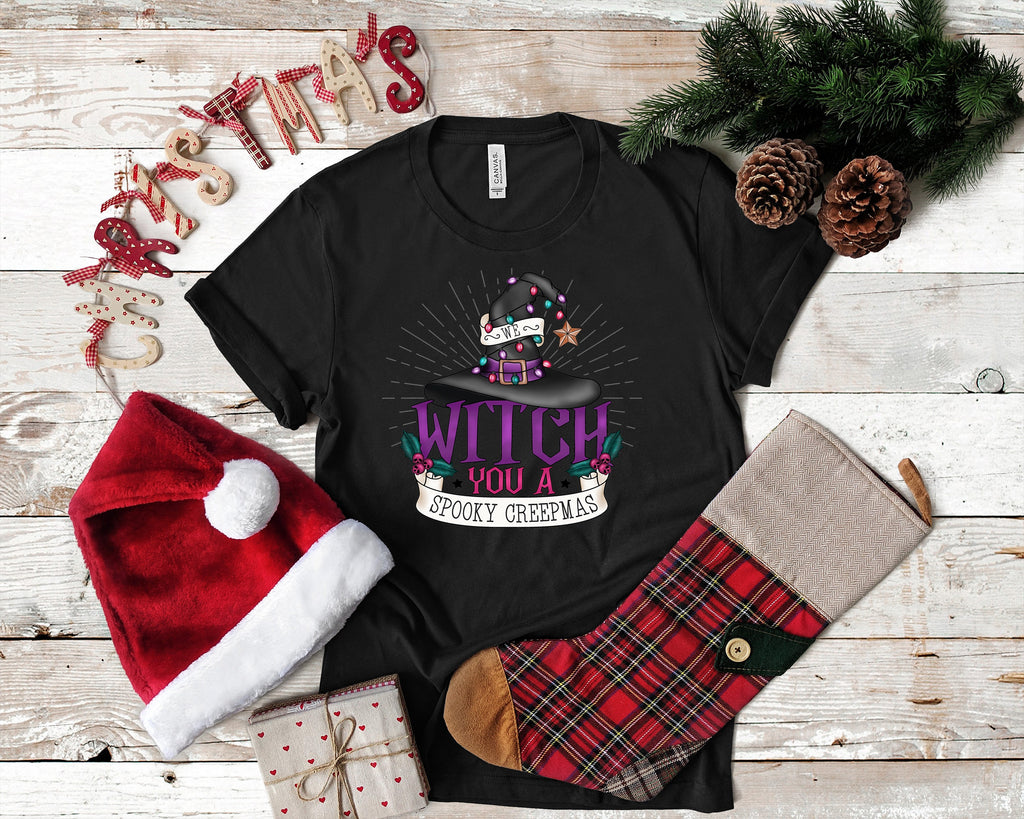 Spooky Creepmas Witch Hat Tee - Witchy Christmas Shirt