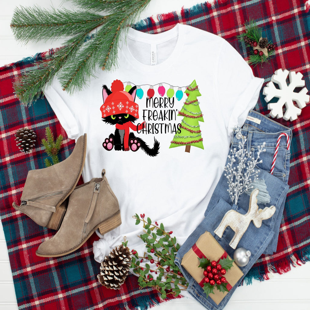 Funny Cat Christmas Tee: Grumpy Kitty Holiday Shirt