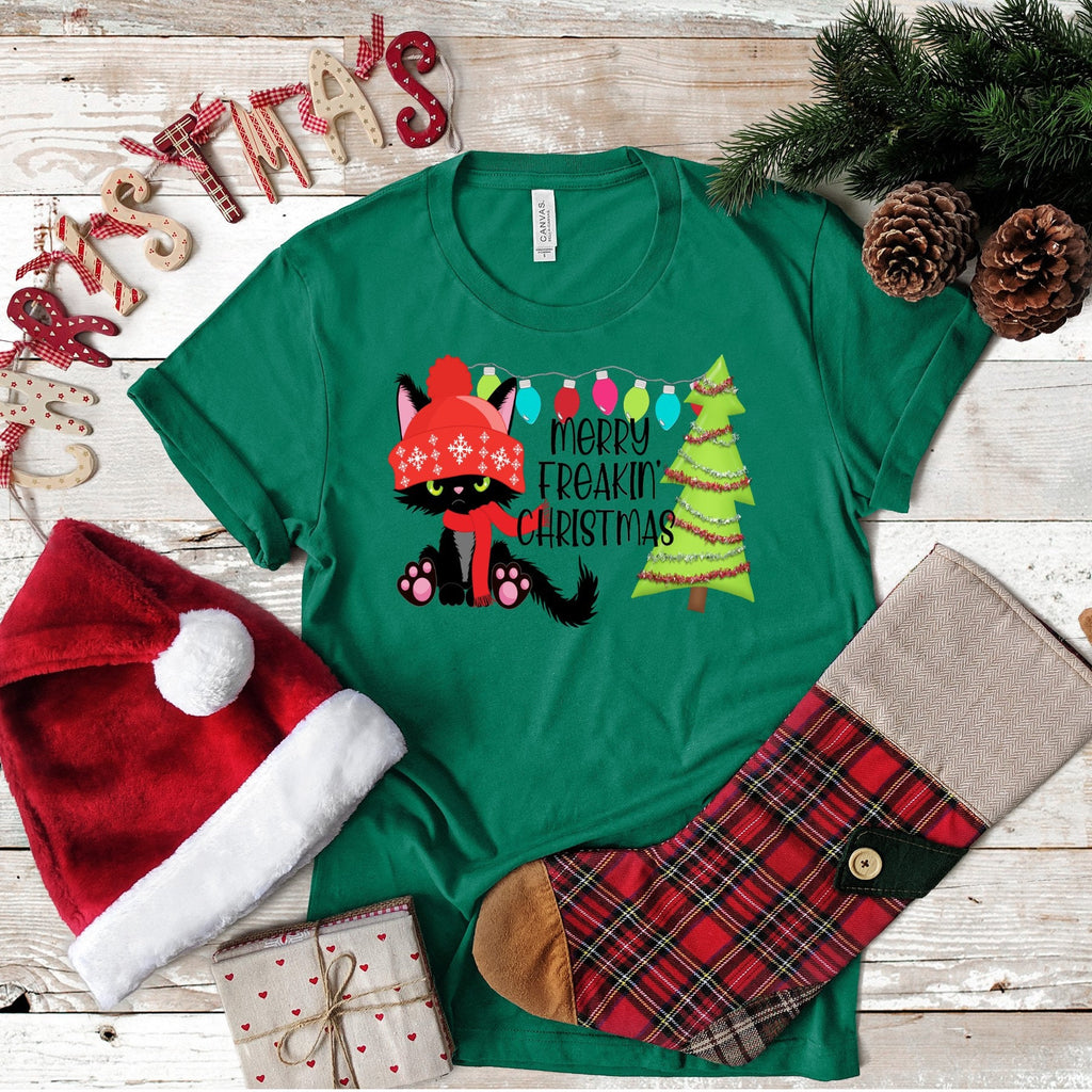 Funny Cat Christmas Tee: Grumpy Kitty Holiday Shirt