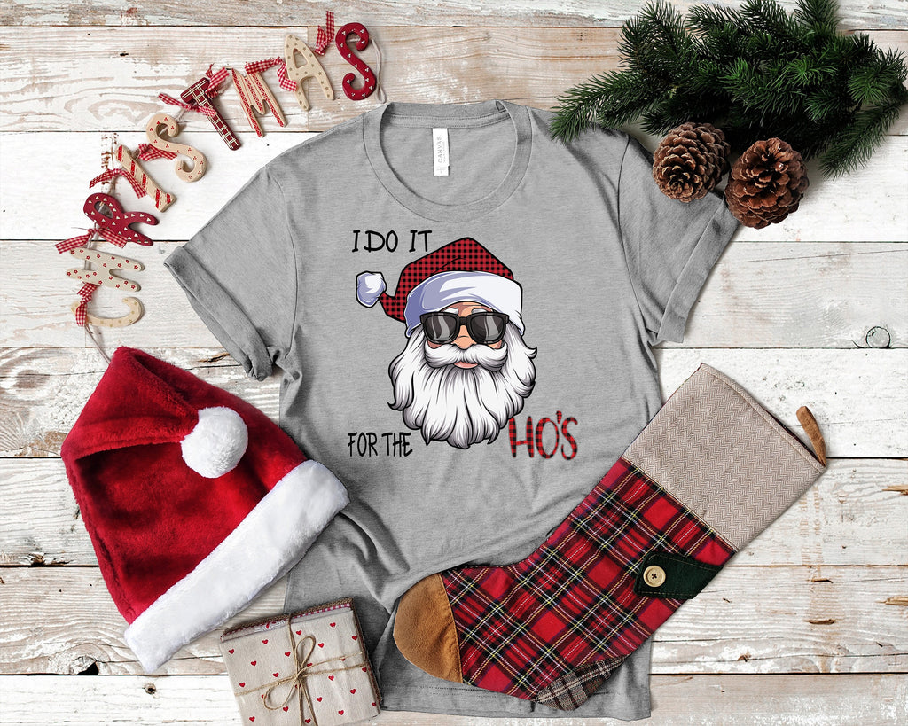 Funny Santa Buffalo Plaid Shirt - I Do It For The Ho's