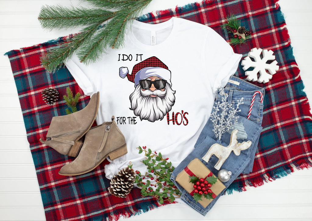 Funny Santa Buffalo Plaid Shirt - I Do It For The Ho's