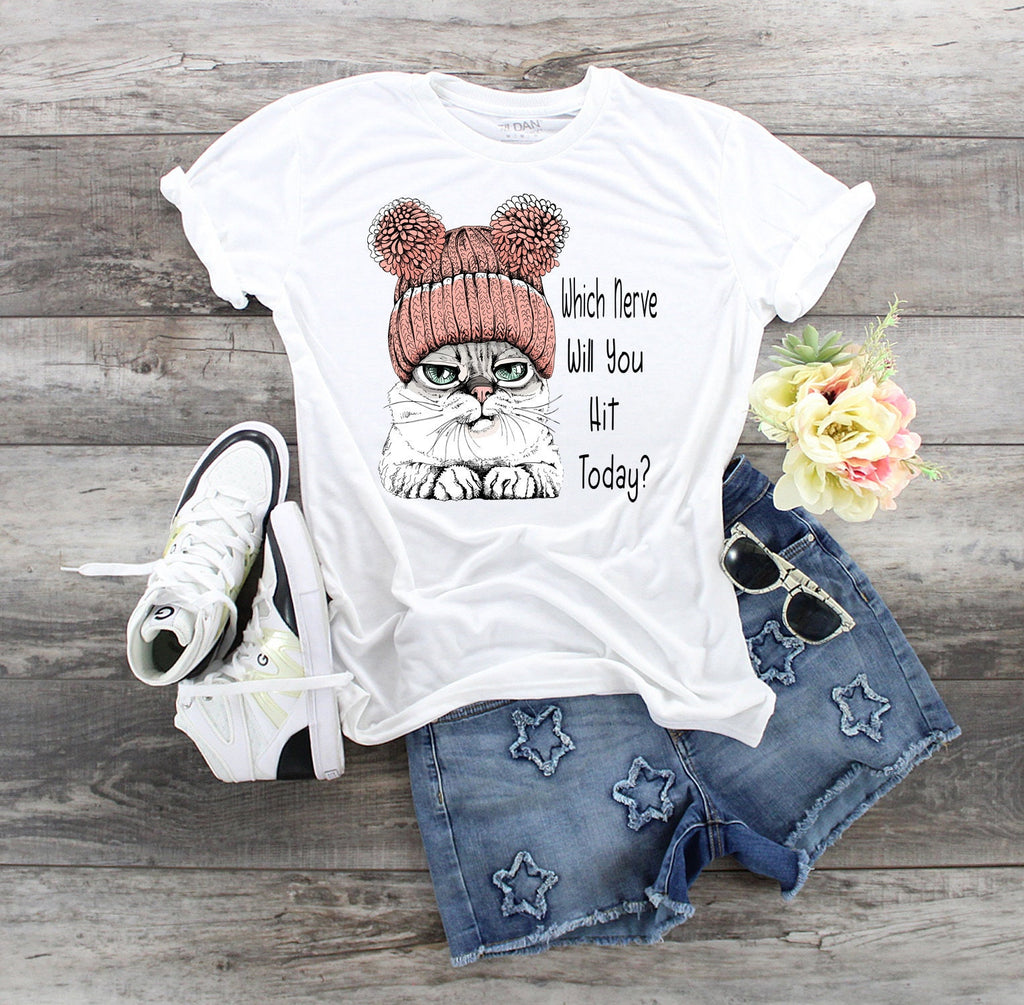 Funny Cat Shirt: Which Nerve Will You Hit Today? - Cat Lover Gift