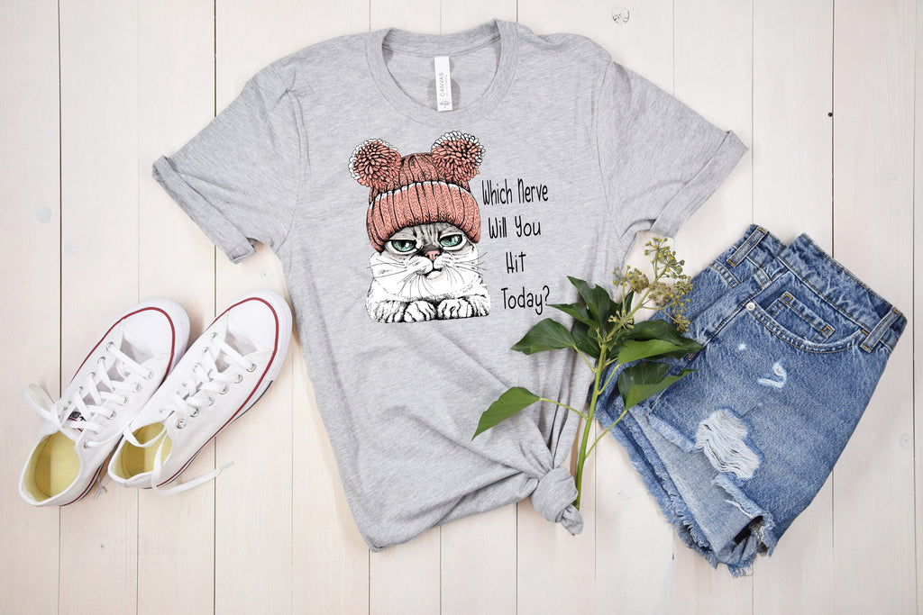 Funny Cat Shirt: Which Nerve Will You Hit Today? - Cat Lover Gift