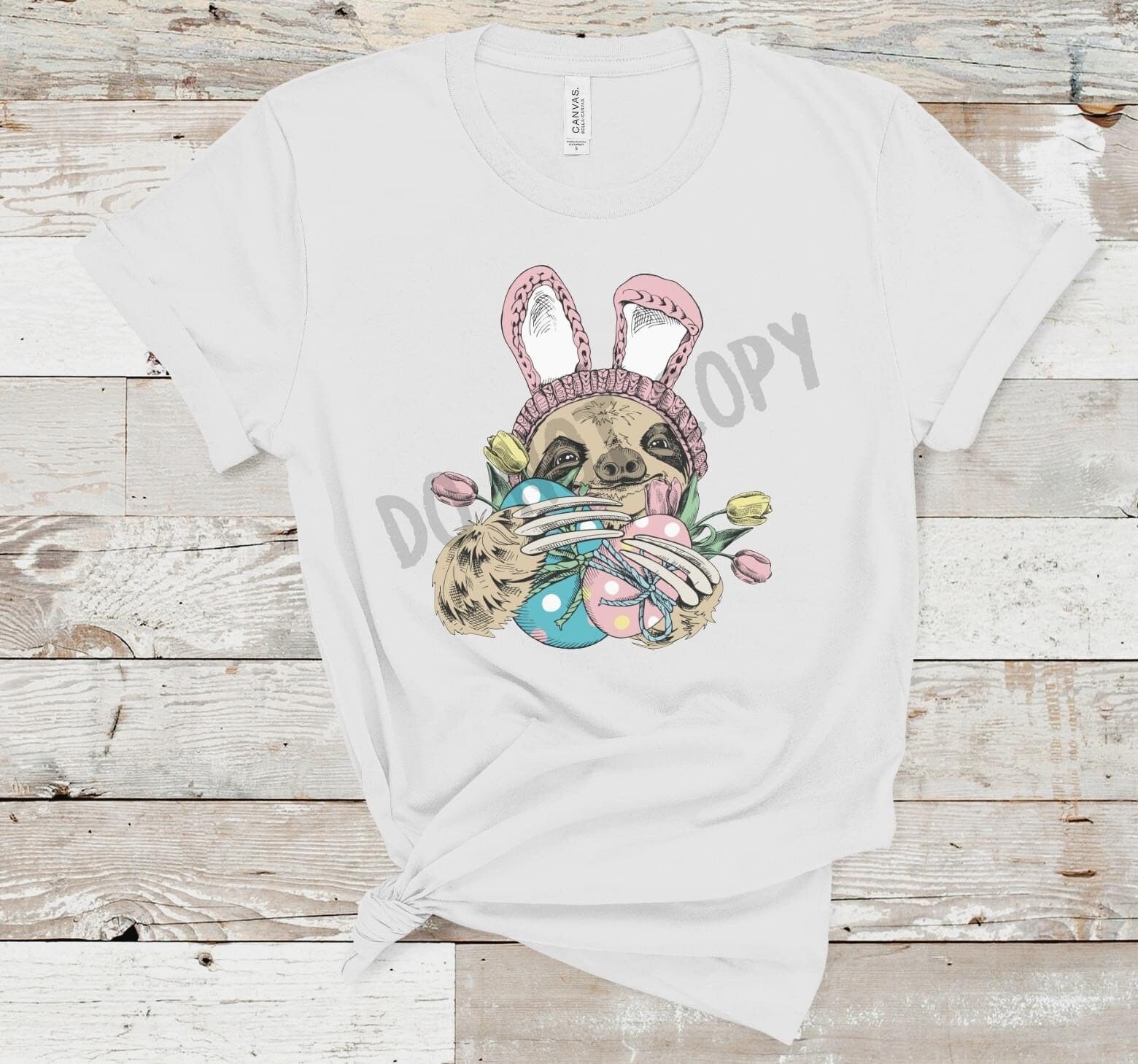 Easter Sloth Bunny Ears Tee, Cute Sloth Lover Gift
