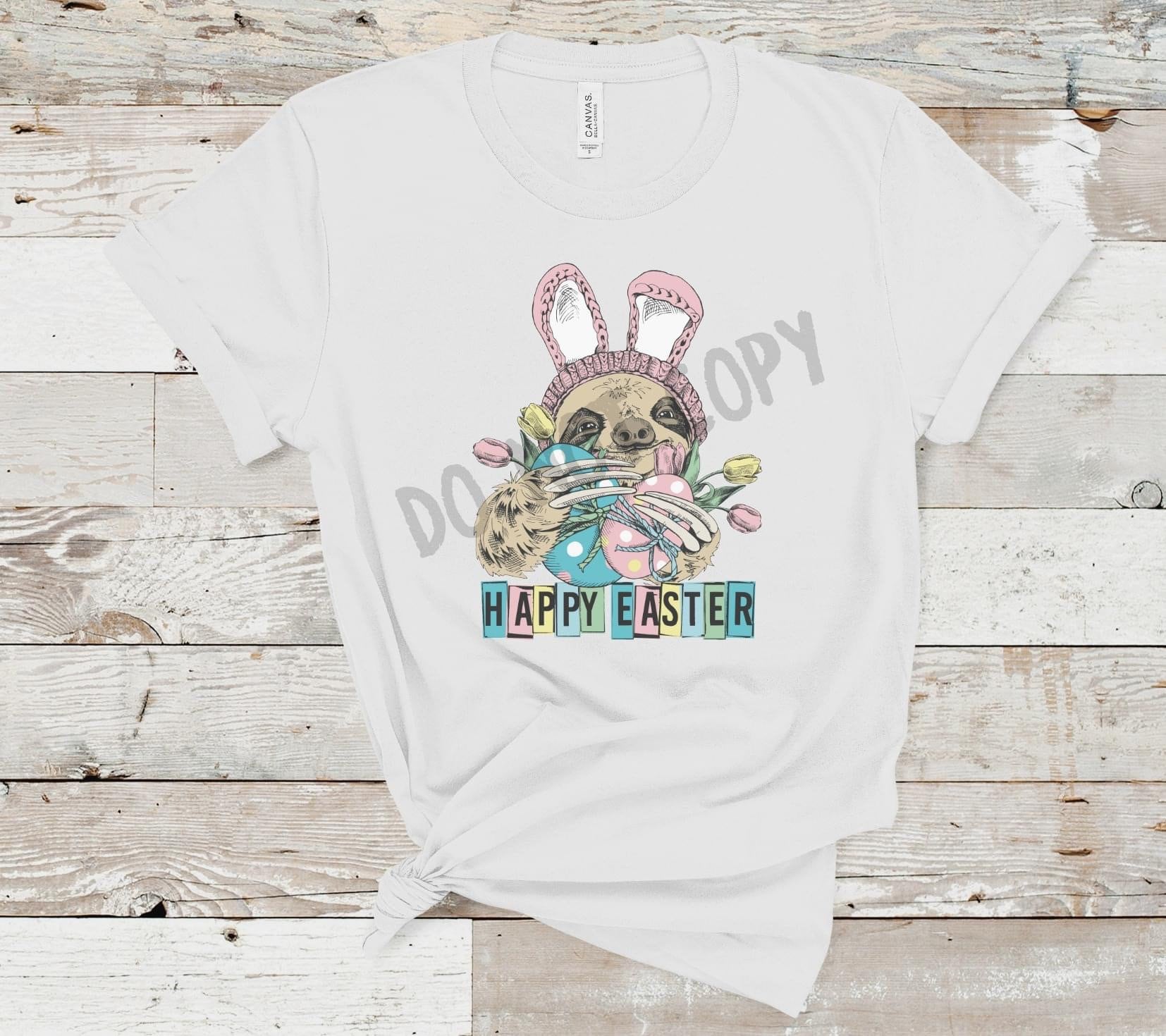 Easter Sloth Bunny Ears Tee, Cute Sloth Lover Gift
