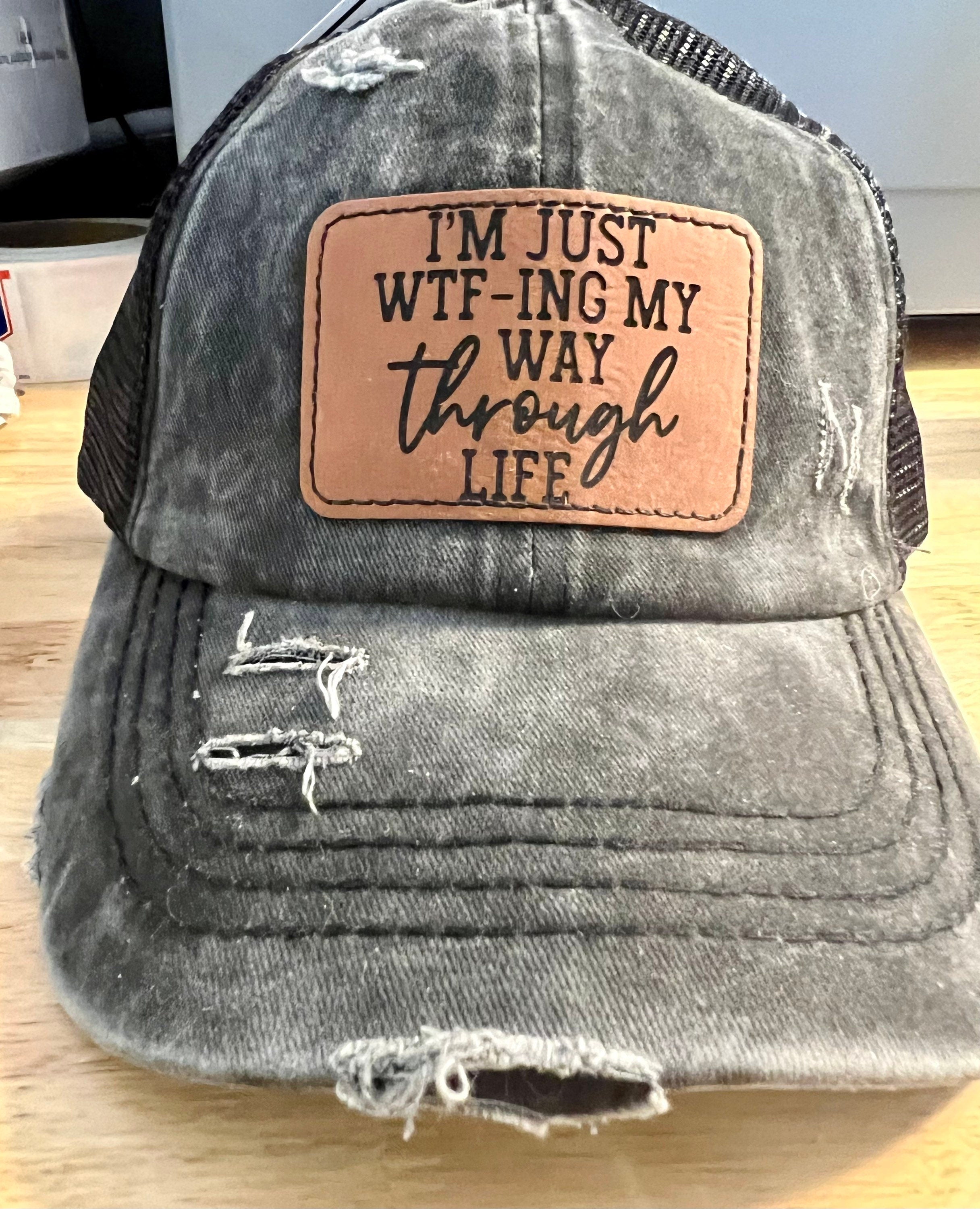 Distressed CC Pony Tail Hat, I'm Just WTF, Women's Baseball Cap