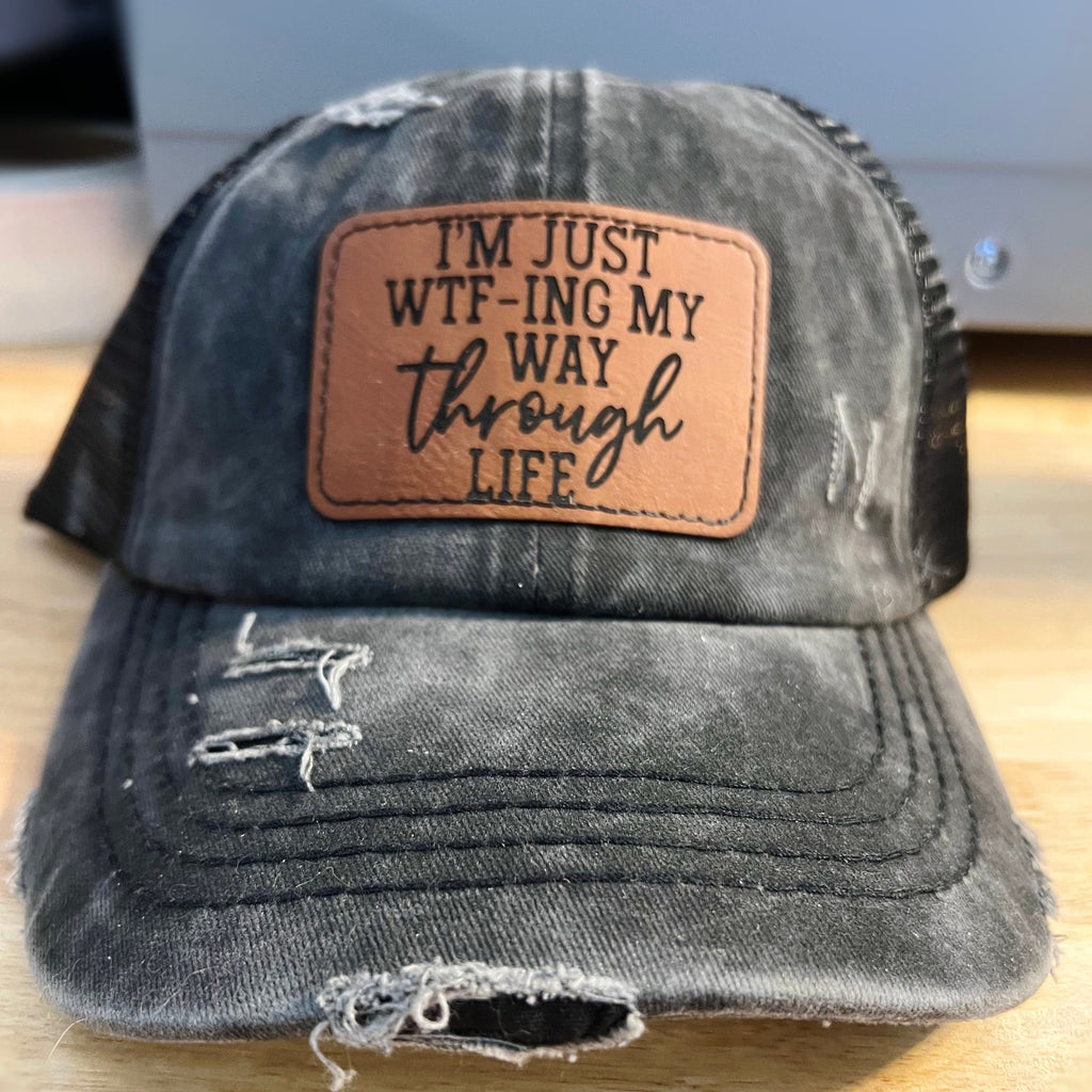 Distressed CC Pony Tail Hat, I'm Just WTF, Women's Cap